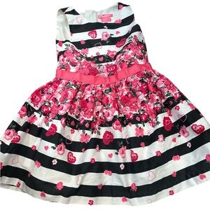 Isaac Mizrahi Floral Striped Dress with Pink Accents
 size 4